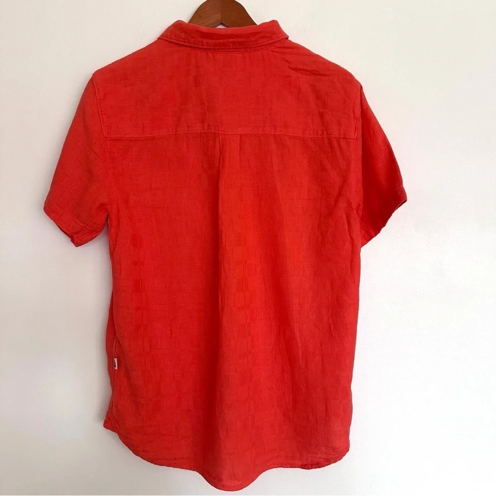 The North Face Men's Bold Orange Button-Down Short Sleeve Shirt Size Small